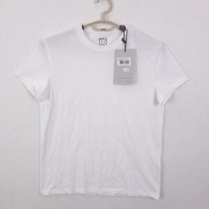66 North Rubber Logo T-Shirt Mens M White Organic Cotton Recycled Athletic